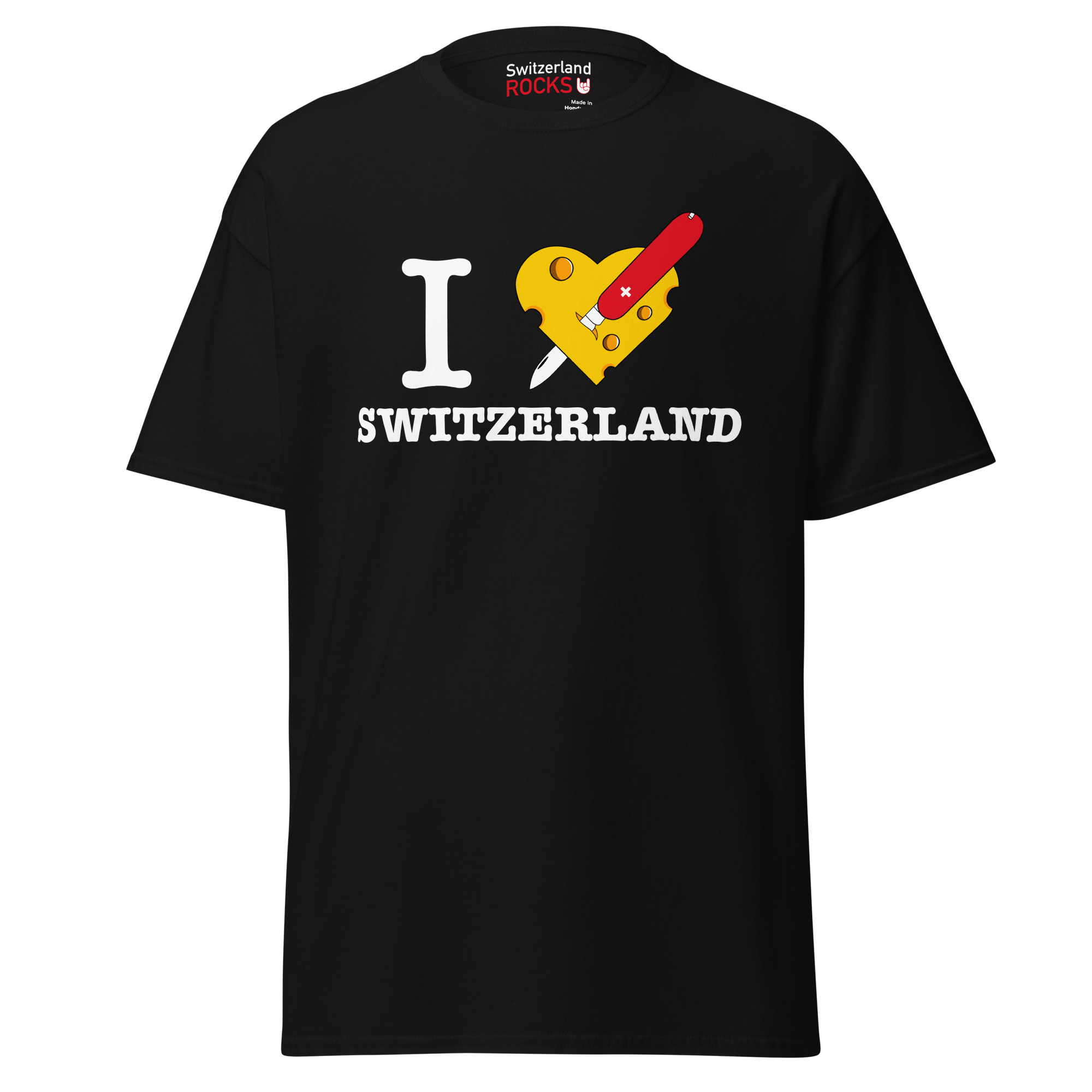 Black T-shirt – Switzerland Rocks – Swiss Knife Men's Clothing Wearyt