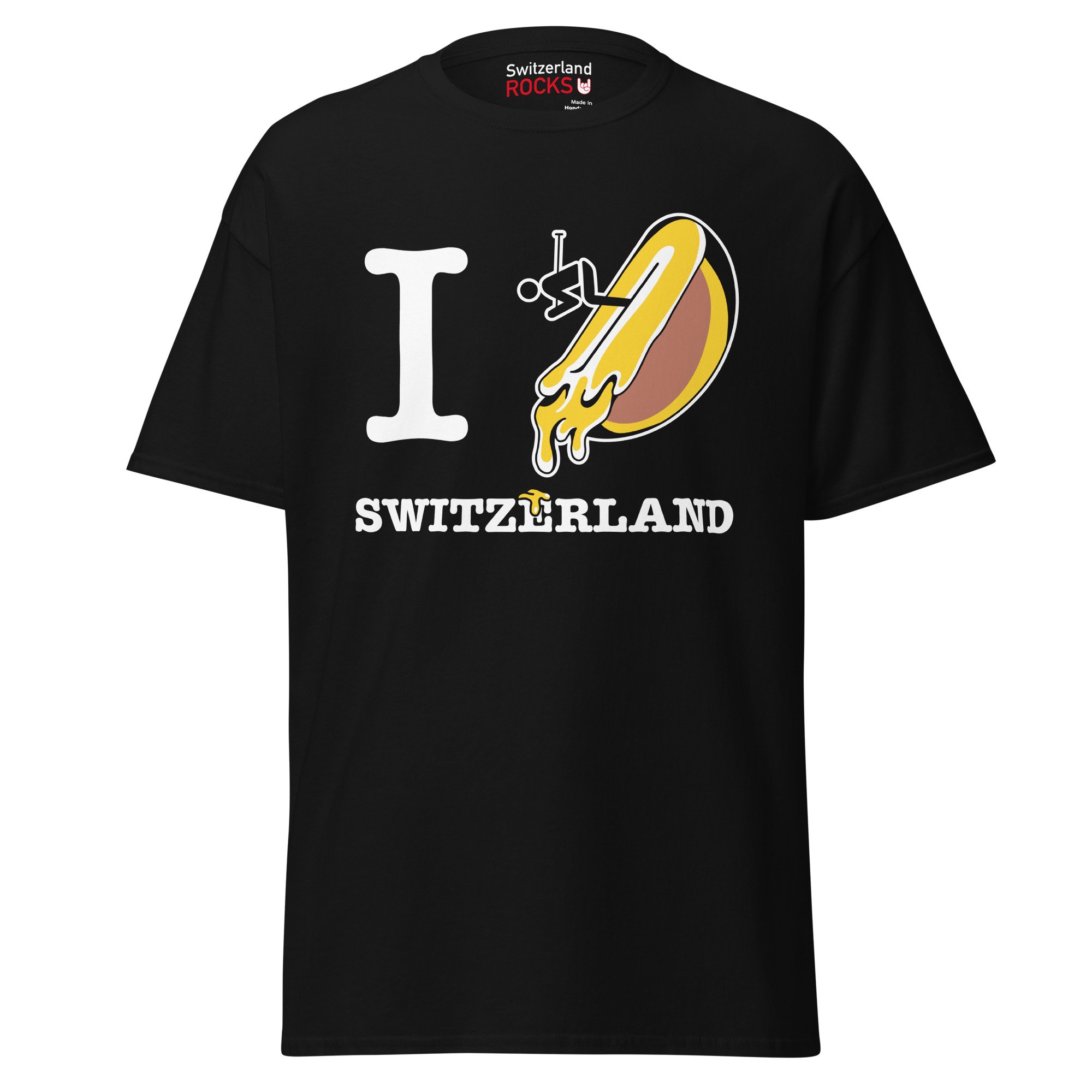 Black T-shirt – Switzerland Rocks – Raclette Men's Clothing Wearyt