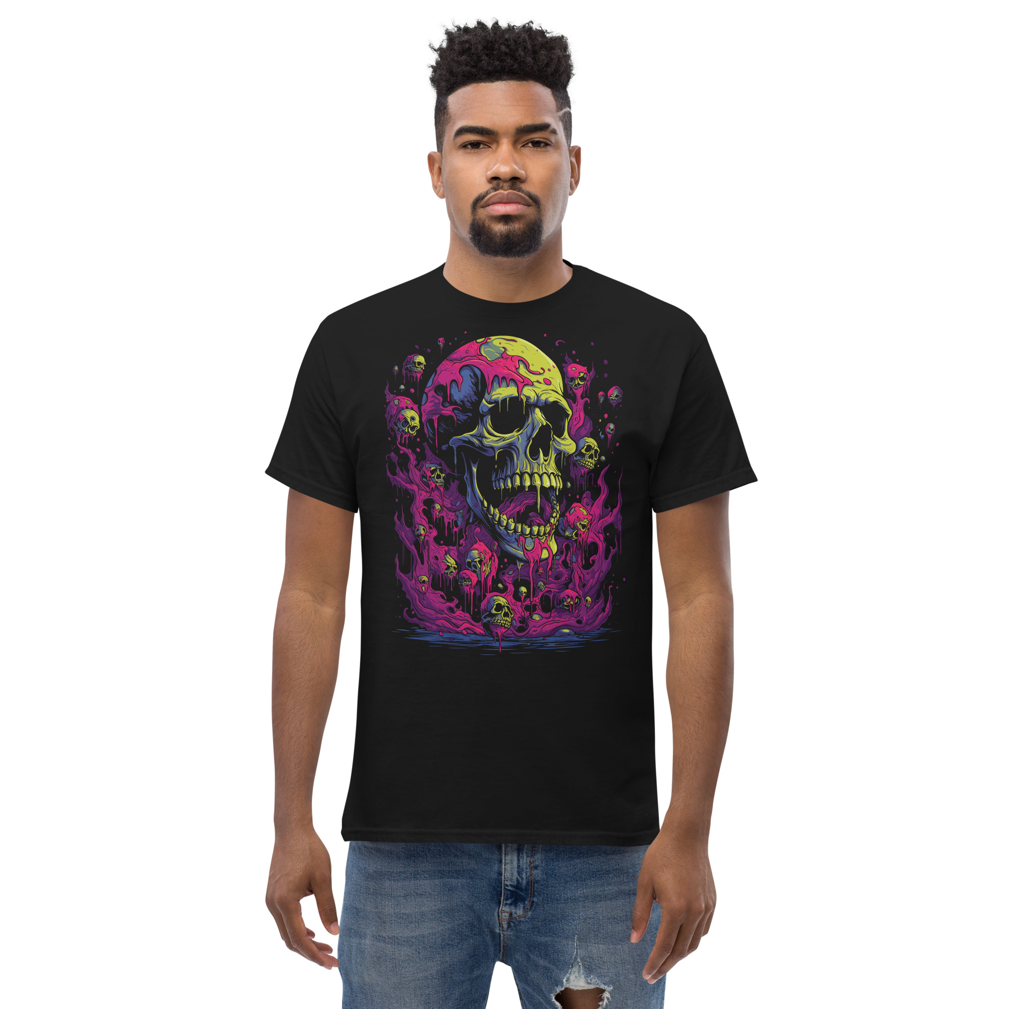 T-shirt – Psychedelic – Neon Skull Men's Clothing Wearyt
